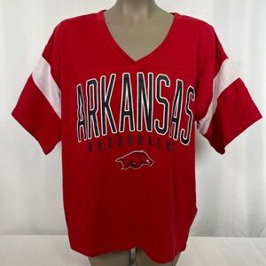 Arkansas Razorbacks Rivalry Threads Red Mesh Sleeve T-Shirt Women's XL 16-18 NWT